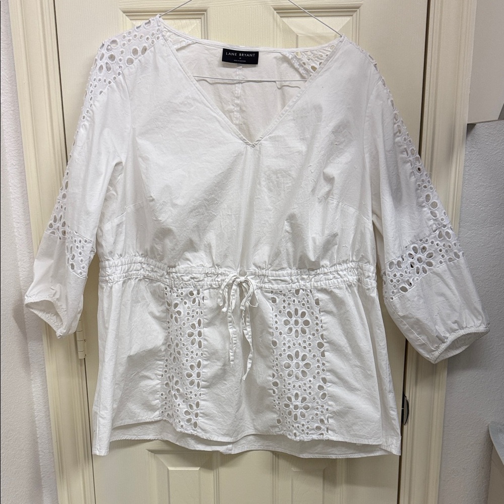 Lane Bryant White Eyelet Blouse